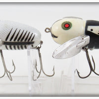 Heddon Black White Head & Silver Shore Crazy Crawler Spook Pair