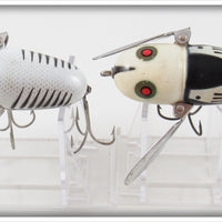 Heddon Black White Head & Silver Shore Crazy Crawler Spook Pair