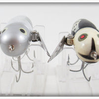 Heddon Black White Head & Silver Shore Crazy Crawler Spook Pair