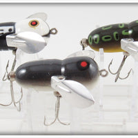 Heddon Black White Head, Mouse & Bullfrog Tiny Crazy Crawler Lot