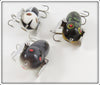 Heddon Black White Head, Mouse & Bullfrog Tiny Crazy Crawler Lot Of Three