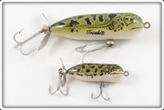 Vintage Heddon Natural Leopard Frog Torpedo & Teeny Torpedo Lure Pair