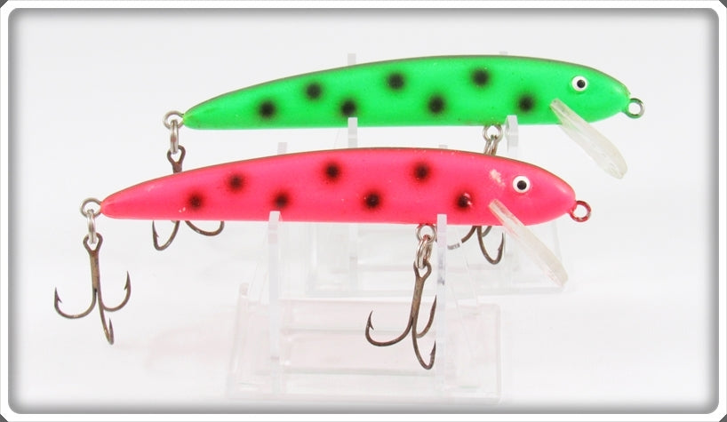 Vintage Grandma Fluorescent Red & Green M-4 Lure Pair