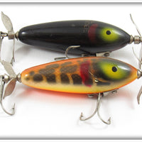 Vintage South Bend Black & Spotted Pup Spin I Diddee Pair