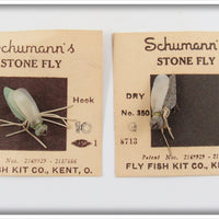 Vintage Fly Fish Kit Co Schumann's Stone Fly Lure Pair On Cards