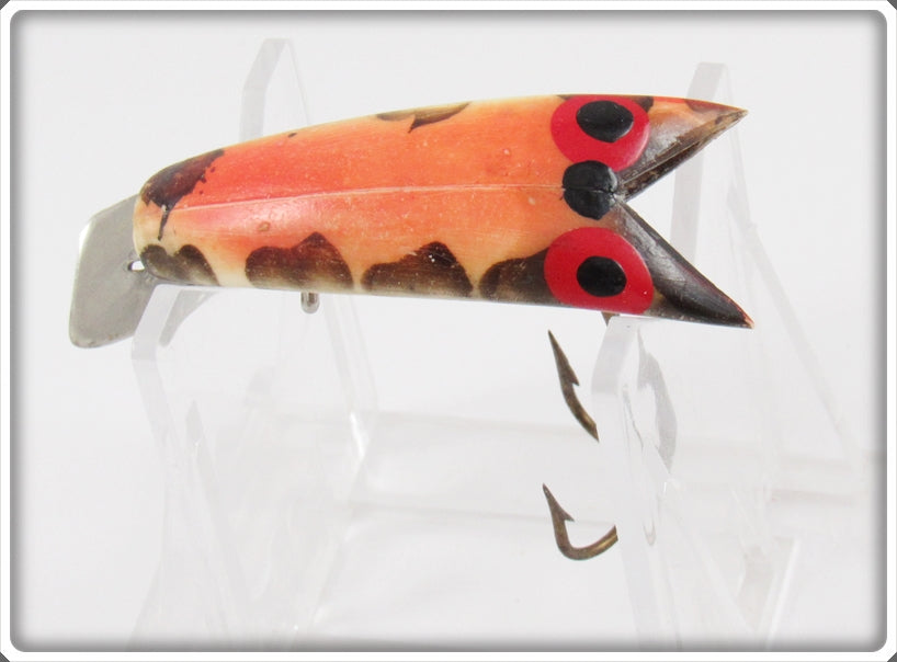 Vintage Bud Stewart Orange & Black Spotted Crawdad Lure
