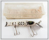 Vintage Sportsland Mfg Co White Black Ribs Shimmy Shiner Lure In Box