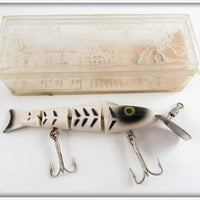 Vintage Sportsland Mfg Co White Black Ribs Shimmy Shiner Lure In Box