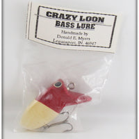 Vintage Donald E Myers Red & White Crazy Loon Lure In Package