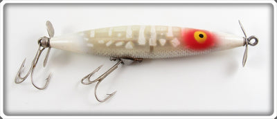 Vintage Heddon White & Silver Dying Flutter Lure