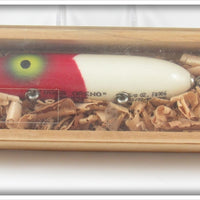 South Bend Luhr Jensen Red Arrowhead White Bass Oreno Lure In Wood Box