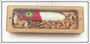 South Bend Luhr Jensen Red Arrowhead White Bass Oreno Lure In Wood Box