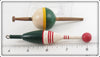 Green, Yellow & White and Green, Red & White Bobber Pair