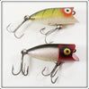 Vintage Heddon Perch & Red Head Shiner Tiny Lucky 13 Pair