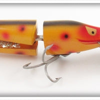 Vintage Heddon Spotted Orange Scissor Tail Lure