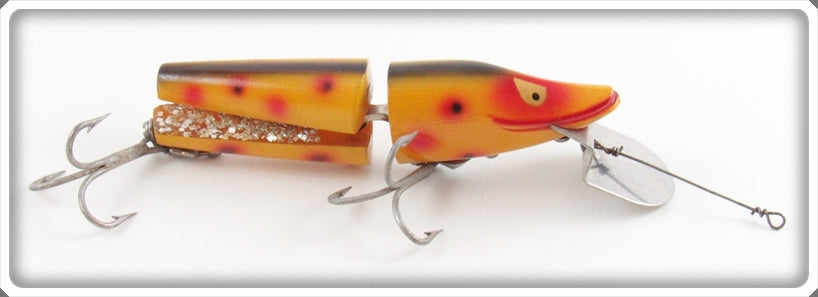 Vintage Heddon Spotted Orange Scissor Tail Lure