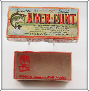 Heddon Red Head & Black Shore River Runt Empty Box Pair