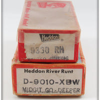 Heddon Red Head & Black Shore River Runt Empty Box Pair