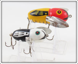 Heddon Red Head White Crazy Crawler & Black White Head Tiny Crazy Crawler Pair