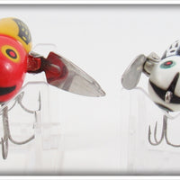 Heddon Yellow Red Head Crazy Crawler & Black White Head Tiny Crazy Crawler Pair