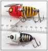 Heddon Yellow Red Head Crazy Crawler & Black White Head Tiny Crazy Crawler Pair