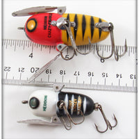 Heddon Yellow Red Head Crazy Crawler & Black White Head Tiny Crazy Crawler Pair