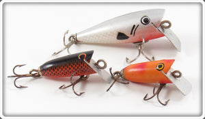 York Baits Orange, Red & Silver Susquehanna Chub Lot Of Three Lures