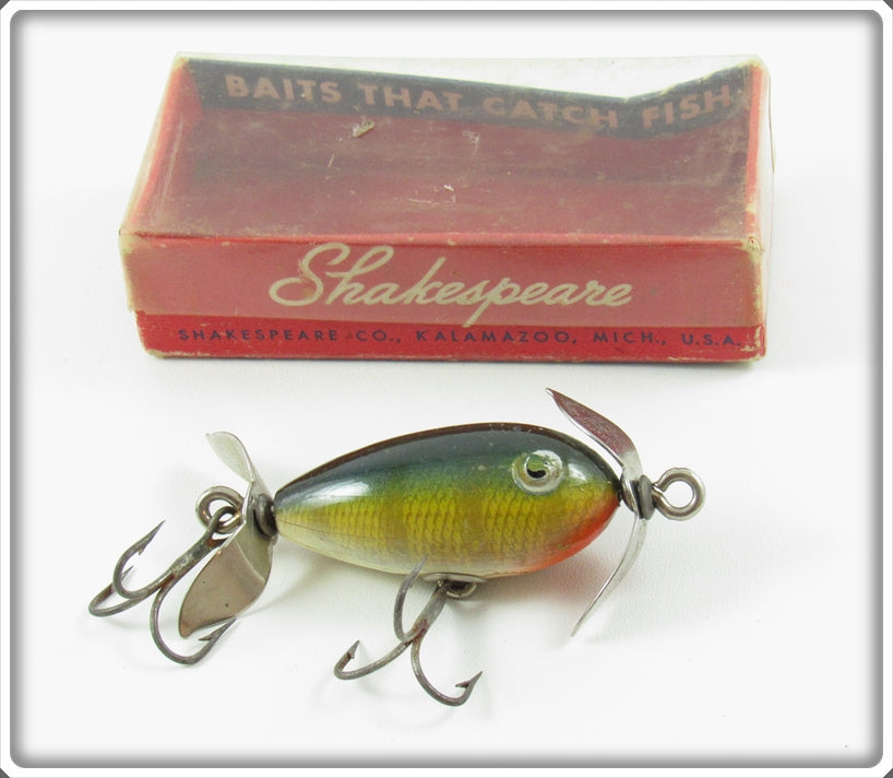 Vintage Shakespeare Natural Perch Midget Spinner Lure In Box 