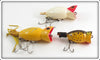 Arbogast Yellow, Red Head, & Yellow Coachdog Hula Popper Lot Of Three