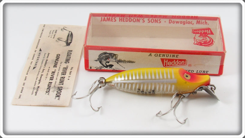 Vintage Heddon Yellow Shore River Runt Lure In Box