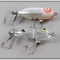 Vintage Heddon White Shore & Clear Tiny Torpedo Lure Pair