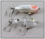 Vintage Heddon White Shore & Clear Tiny Torpedo Lure Pair