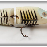 Vintage Heddon Pearl & Black Shore Jointed River Runt Lure