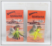 Bomber Fluorescent Yellow Scale & Fluorescent Yellow Bushwhacker Pair On Cards