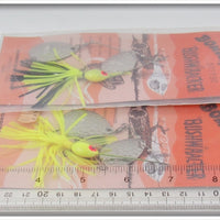 Bomber Fluorescent Yellow Scale & Fluorescent Yellow Bushwhacker Pair On Cards