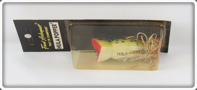Vintage Fred Arbogast Frog Hula Popper Lure On Card