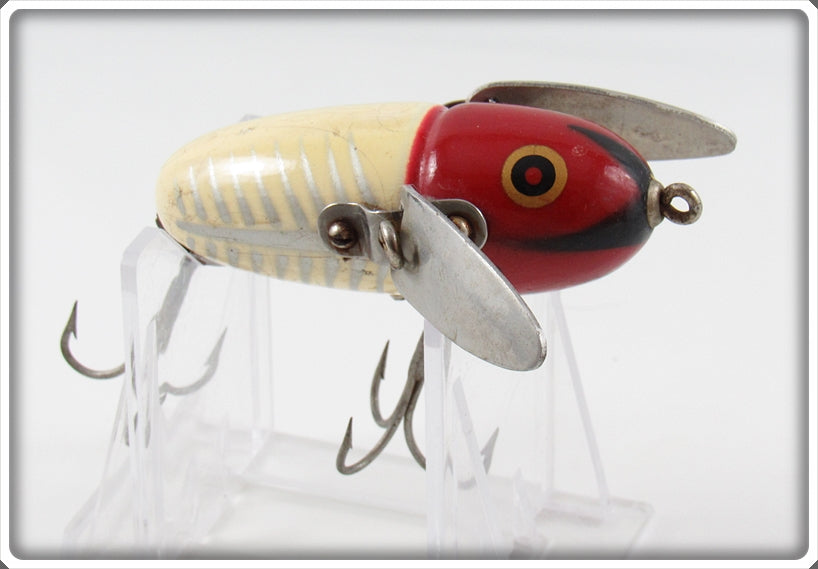 Vintage Heddon Red & White Shore Crazy Crawler Lure