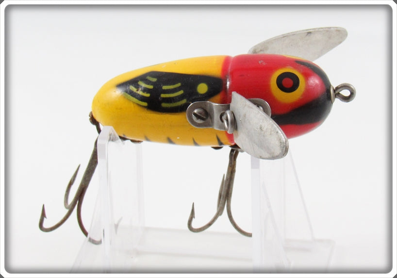 Vintage Heddon Yellow Red Head Crazy Crawler Lure