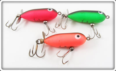 Vintage Heddon Color C-Lector Tiny Torpedo Lot Of Three Lures