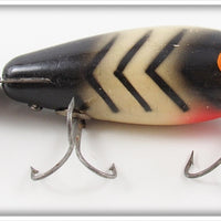 Vintage Bomber Bait Co. White Black Ribs Model 500 Lure 