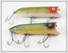 Vintage Heddon Green Scale & Perch Lucky 13 Lure Pair