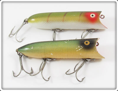 Vintage Heddon Green Scale & Perch Lucky 13 Lure Pair
