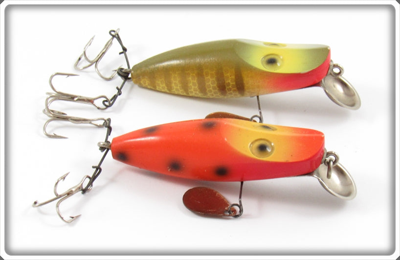Vintage Makinen Orange Spotted & Pike Scale Wonderlure Pair
