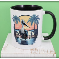 Lure Lagoon Pelican Logo Black Handle Mug