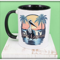 Lure Lagoon Pelican Logo Black Handle Mug