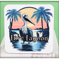 Lure Lagoon Pelican Logo Square Coaster