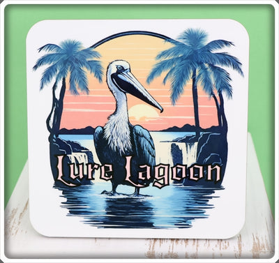 Lure Lagoon Pelican Logo Square Coaster