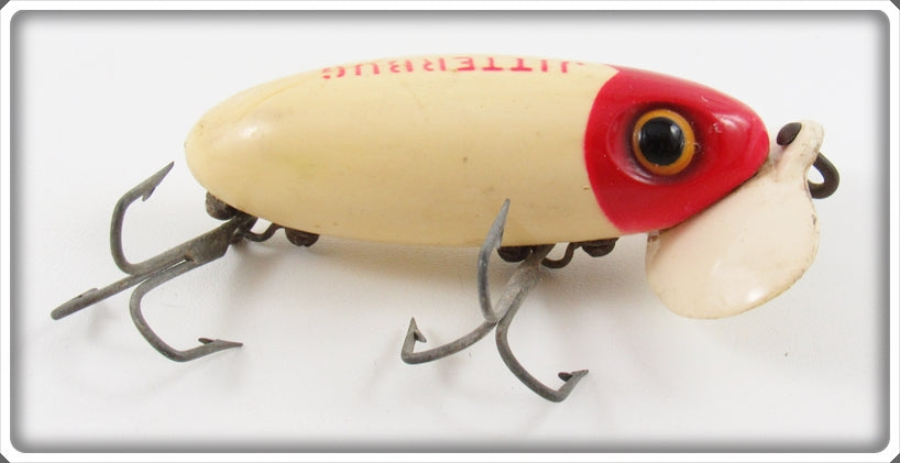 Vintage Arbogast Red Head White Plastic Lip Jitterbug Lure 