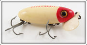 Vintage Arbogast Red Head White Plastic Lip Jitterbug Lure