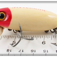 Arbogast Red Head White Plastic Lip Jitterbug